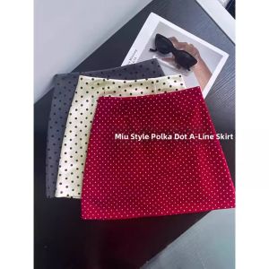 Dotted High Waist Slimming A-line Short Skirt