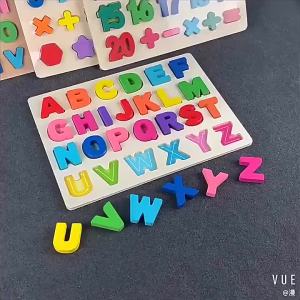 ZTOYL | Wooden Number Puzzle Montessori Educational Toy for Children Alphabet Learning Interactive Game