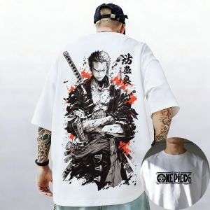 Bandai | One Piece Luffy Zoro Sanji Print T-shirt Summer Anime Tee 2026 Short-sleeved Retro Harajuku Y2K Style Streetwear Tee Tops
