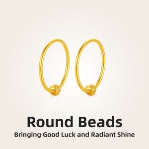 18K Gold Round Pearl Earrings