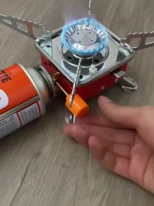 Windproof Camping Stove 4000W Fast Boiling Portable Burner Lightweight Foldable Hiking Gas Cooker with Piezo Ignition