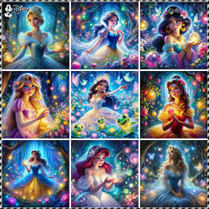 Disney Full Square Round Diamond Painting Princess Mosaic Cartoon Beautiful Wer Gift Cartoon Diamond Embroidery