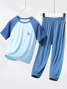 Childrens Summer Sleepwear Set Thin Short Sleeve Modal Air Conditioning Suit Boys Girls Home Clothes  Style for Kids