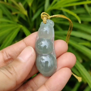 Crafted as Bean #6 Pendant on High Quality Natural Type A Jadeite Jade certificate weighs 8.5 grams measurement 43.8 * 17 * 6.9 mm (pendant368)