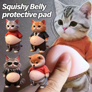3D Puppy Cat Soft Belly Sticker Cute Pet Silicone Self-Adhesive Door Handle Wall Protector Pad Stress Relief Toy