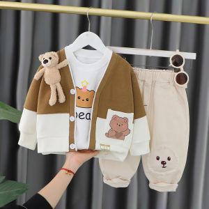 Cute Cartoon Three-Piece Set for Boys And Girls Spring Autumn Korean Style JOEL OSMENT Kids Clothing Cotton Fabric Baby Outfit