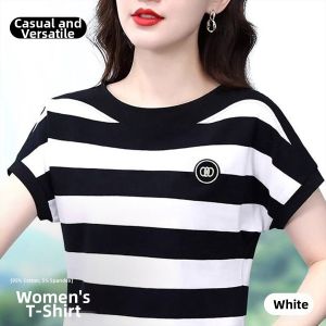 TUCANO | Breathable Slim-fit Black and White Striped Women T-shirt