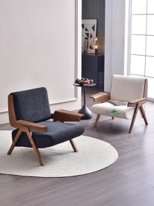 Retro Style Solid Wood Lazy Sofa Back Chair Living Room Home Use Designer Single Seat Couch Bird Chair Deep Seat Comfortable