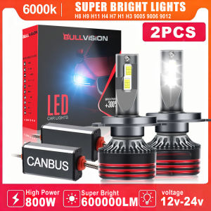 Bullvision 800W 600000LM M8PRO H7 H11 H1 H4 Led Headlight Bulb 6000K LED HB3 HB4 Double Copper Tube Led Light Kit for Car 12V
