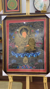 Tranh Thangka Phật Liên Hoa Sinh –(Có khung) Tranh thủ công Liên Hoa Sanh Họa Sư Vẽ Tay Nepal Cao Cấp Tâm Linh Mật tông Diệu Tâm