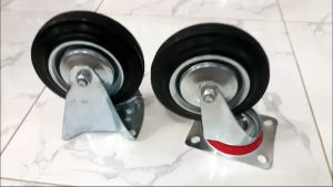 Roda Karet Troli Troly  6 inch 1 set = 4pcs (2pcs Hidup + 2pcs Mati )