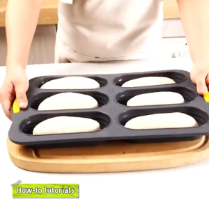 6-Hole Silicone Baguette Baking Mold Perforated Bread Pan for Bread Rolls Buns Pastries Oven Baking