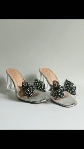 Dép nữ quai bản ngang mũi vuông gót thô hình thật ND282