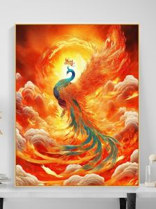 Phoenix Yufei DIY Digital Oil Painting Hand-Filled Color Bedroom Decoration Acrylic Oil Painting Peacock God Beast Zhuque