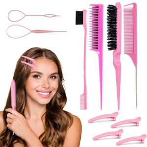 Bộ Lược Tạo Kiểu Tóc 3/10 Chiếc Lược Chải Rối Lược Đuôi Chuột Lược Tạo Kiểu Cạnh Dụng Cụ Tết Tóc Lược Vòng - Bộ Dụng Cụ Tạo Kiểu Tóc Bằng Nhựa