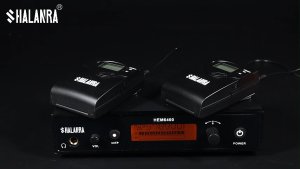 SHALANRA HEM6400 UHF ระบบหูฟังมอนิเตอร์ไร้สายแบบคู่ สำหรับวงดนตรีและสตูดิโอ พร้อมเครื่องรับ 16 ชุด