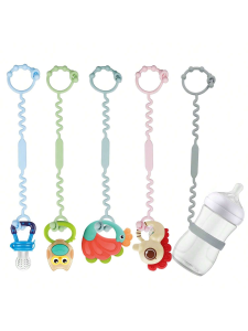 5PK Silicone Toy Straps. Safety Leashes for Bottles & Teething Toys for 0-18M. Perfect for Strollers Highchairs & Car Seats.