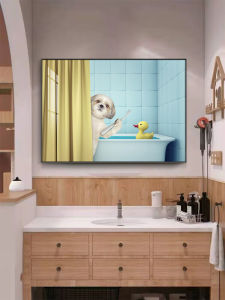 Modern Simple Animal Decorative Painting Waterproof Tile Hotel Bathroom No Punching Hole Covering Hanging Picture Home Decor