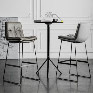 Modern Simple Bar Stool Leather High-back Chair