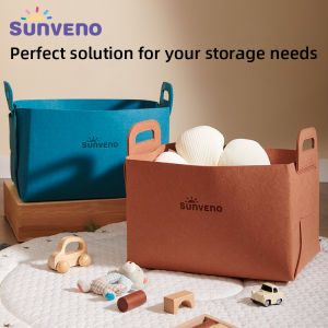 SUNVENO Foldable Felt Storage BasketLarge Capacity Toys Clothes Remote Control Holder  Storage BoxWashable Containers Baskets Organizer40×27.5×25.5cm