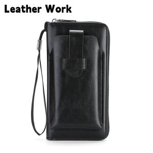 High-End Mens Long Zipper Wallet Business Style Mobile Phone Bag Soft Leather Card Holder Korean Version Multi-Function Wallet