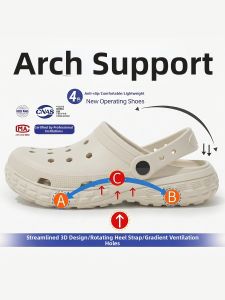 RUNROU | Anti-slip Anti-odor Mens Arch Support Clogs