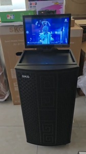 SKG ลำโพงพกพา คาราโอเกะ 12 นิ้ว 100wRms มีจอ 15นิ้ว พร้อม 2ไมค์คู่ รุ่น AV-8115 (แอนดรอย) สีดำ