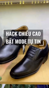 Giày Tây Nam Tăng Chiều Cao 7cm 535 – Da Bò Thật Form Mũi Vuông Sang Trọng