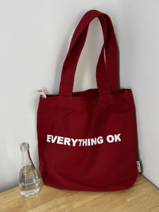 Okstudios Large Capacity Red Canvas Bag with Zipper Mens Commuter Bag Lazy Style Single Shoulder Bag Artistic Tote Bag