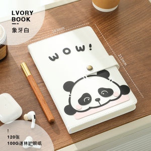 Cute Panda A5 Journal NotebookPU Leather Hardcover Notebook With Snap Button120 Pages 100GSM Kawaii Panda Design Lined Diary