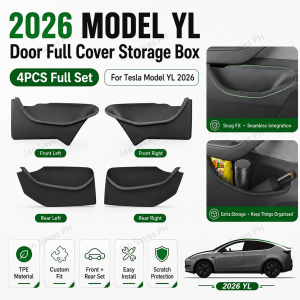 Tesla Model YL 2026 Door Side Storage Box 4PCS Set TPE Material Snug Fit Full Cover Fit Extra Storage Easy Install Anti-Scratch