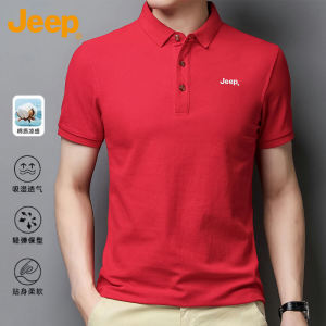 เสื้อยืดแขนสั้น Jeep สำหรับผู้ชาย ทรงหลวม ปกเสื้อปักลาย ทรงปกติ ผ้าฝ้ายผสมโพลีเอสเตอร์ ทรงลำลอง ฤดูร้อน 2024