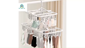 As Well As ที่หนีบผ้าพร้อมราวแขวน 2 ขนาด วัสดุพลาสติก ราวแขวนทรงสี่เหลี่ยม