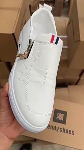 WHITBY(3 Days Delivery)COD Mens Casual Shoes PU Soft British Lazy Shoes Mens Loafers Oxford Light Driving One-step Round Toe Casual Formal Shoes