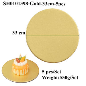 Diameter 10-33CM Available Circle Cardboard Base Golden or Silvery Coated Round Cake Board Cake Decorating Supplies Dessert Tray
