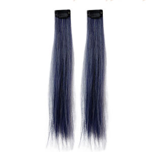 AINIYA | Smoke Blue Colorful Highlights Easy-to-Attach Clip-on Hair Extension Strip