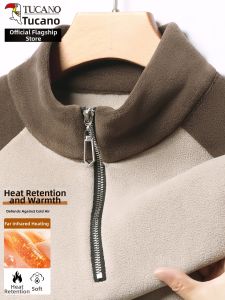 TUCANO | Men Leisure Zip Collar Pullover Color Block Fleece Sweatshirt Autumn Winter
