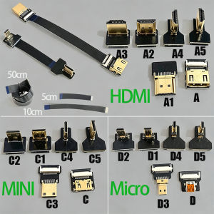 1PCS Ribbon Flat FPV HDMI-compatible-Cable Micro HD To Mini HDMI-compatible 90 Degree Adapter 5cm-50cm   Plug Connector