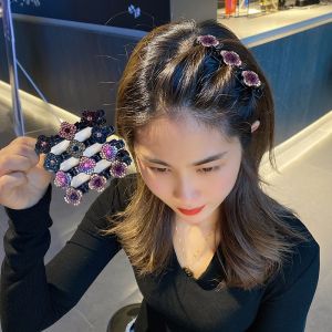 กิ๊บติดผมถักพลอยเทียมที่หน้าผากหน้าม้าหมุดติดผมด้านข้างขนาดเล็กที่หนีบผมคลิปเครื่องประดับศีรษะกิ๊ฟติดผมเทพธิดาเกาหลีสำหรับเป็นของขวัญเครื่องประดับผมสำหรับผู้หญิง