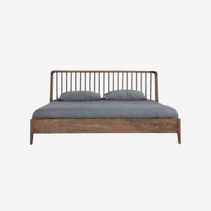 QINGMUTANG | Nordic Minimalist Double Bed Solid Wood