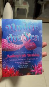 Under the Sea Invitation Card - Mermaid Girl Birthday Invite - Underwater - Personalized