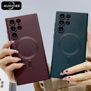 AUOVIEE Ultra Thin Magnetic Soft Silicone Case For Samsung Galaxy S23 S22 S21 Ultra Plus For Magsafe With Camera Lens Shockproof Cover