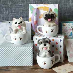 Yisheng | Cute Tea Cup Poodle Resin Desk Ornament