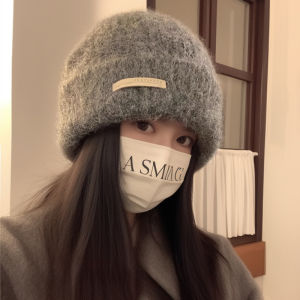 Autumn Winter Plush Cap Versatile Big Head Circumference Wool Containing Pile Cap for Men And Women