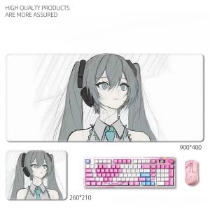 Bandai | Fashion Cute Two-dimensional Leather Mouse Pad Hatsune Miku E-sports Two-dimensional Animation Game Oversized Laptop Table Mat