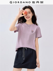 Áo Thun Cotton Tay Ngắn Giordano Thêu Hình Đầu Động Vật Dễ Thương Cổ Tròn Mùa Hè Mới Về Áo Thun Nữ Dáng Rộng Thoải Mái