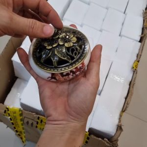 Lư xông Trầm lư đót trầm men sứ cao cấp nắp đồng tặng kèm lót chống cháy xưởng trầm âu lạc