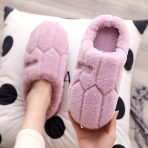 Winter Plush Slippers for Couples - Thick Sole Anti-Slip House Shoes Warm Fleece-Lined Indoor Slides for Men & Women