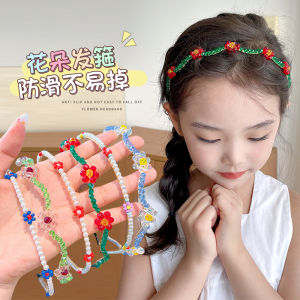 Princess Style Pearl Crystal Flower Hairband Childrens Summer Fruit Themed Fairy Tale Headwear Girls Accessory