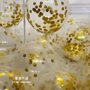 12inch Confetti Sequins Balloons Anniversary Valentines Wedding Decorations Package Set Festival Transparent Balloon With Foil Party Supplies Glitter Balloon Set Birthday Christening Home Decor